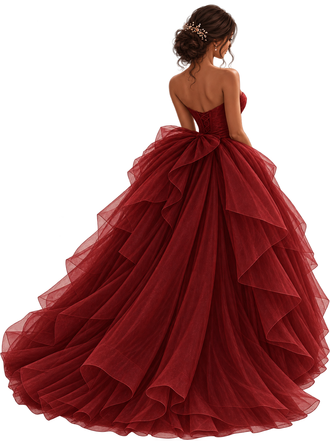 Princesa elegante con vestido rojo